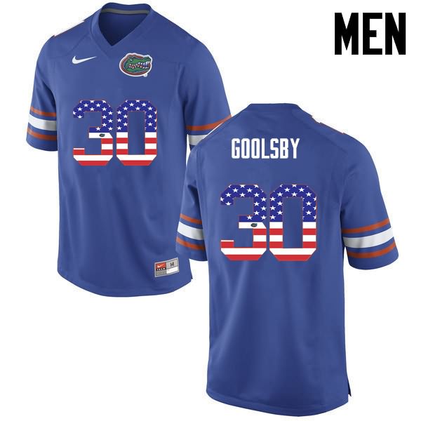 NCAA Florida Gators DeAndre Goolsby Men's #30 USA Flag Fashion Nike Blue Stitched Authentic College Football Jersey JOQ4264LU